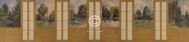 Sketch for the town hall of Vincennes: View of the Bois de Vincennes, 1898. Creator: Paul Leon Felix Schmitt.