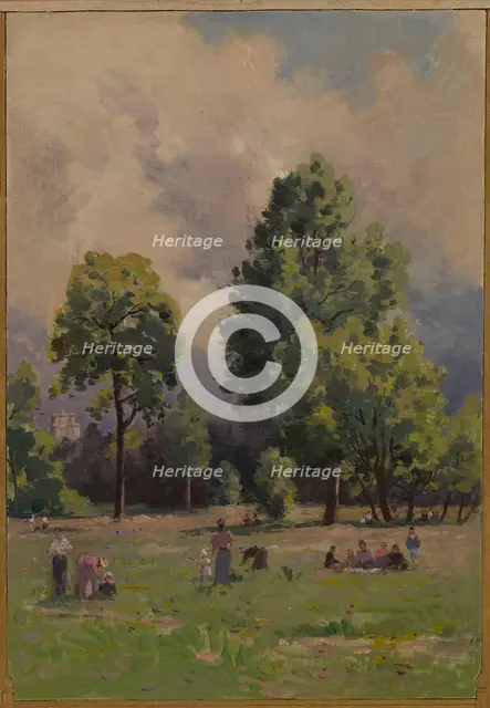 Sketch for the town hall of Vincennes: View of the Bois de Vincennes, 1898. Creator: Paul Leon Felix Schmitt.