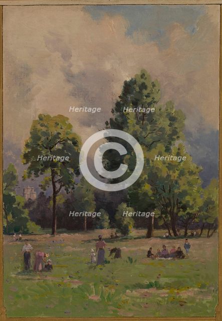 Sketch for the town hall of Vincennes: View of the Bois de Vincennes, 1898. Creator: Paul Leon Felix Schmitt.
