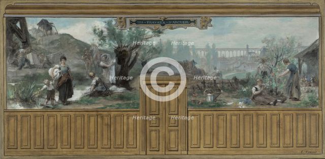 Sketch for the town hall at Arcueil-Cachan : Workers of Arcueil, between 1887 and 1888.  Creator: Edouard Vimont.