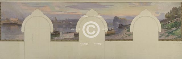 Sketch for the town hall at Asnières : banks of the River Seine, c.1901. Creator: Paul Leon Felix Schmitt.