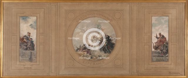 Sketch for the town hall at Pantin : The Future; Hardy Pantin! Onwards!. Hope. Past Glory, 1886. Creator: Francois Schommer.
