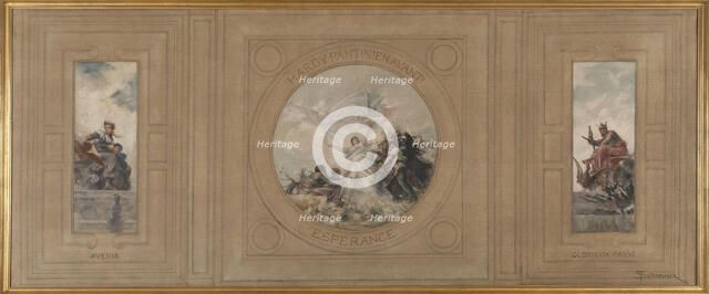 Sketch for the town hall at Pantin : The Future; Hardy Pantin! Onwards!. Hope. Past Glory, 1886. Creator: Francois Schommer.