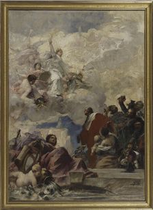 Sketch for the town hall at Pantin : Peace and the Town of Pantin, 1886. Creator: Francois Schommer