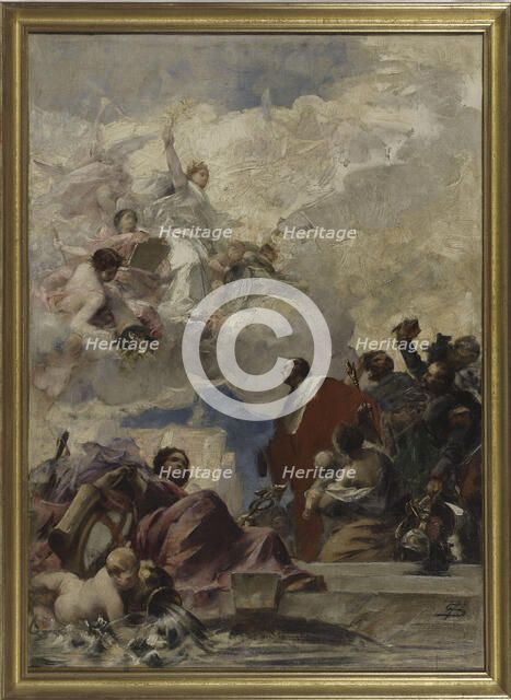 Sketch for the town hall at Pantin : Peace and the Town of Pantin, 1886.  Creator: Francois Schommer.