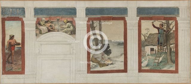 Sketch for the town hall in 4th arrondissement: November, December, January, February, 1884. Creator: Paul Milliet.