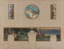Sketch for the town hall in Pantin: Allegories of the Canal de l'Ourcq, Labour and Navigat..., 1886. Creator: Henri Leopold Levy