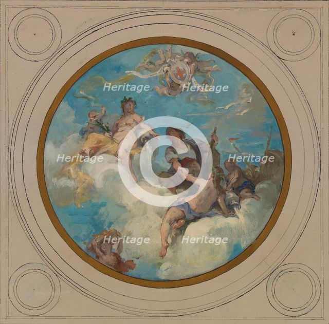 Sketch for the town hall in Pantin: Allegories of the Canal de l'Ourcq, Labour and Navigat..., 1886. Creator: Henri Leopold Levy.