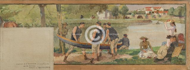 Sketch for the town hall in Saint-Maurice: Landscape. Banks of the Marne..., between 1890 and 1892. Creator: Edmond Debon.