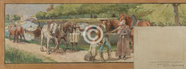 Sketch for the town hall in Saint-Maurice: Landscape. Banks of the Marne..., between 1890 and 1892. Creator: Edmond Debon.