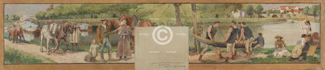 Sketch for the town hall in Saint-Maurice: Landscape. Banks of the Marne..., between 1890 and 1892. Creator: Edmond Debon.
