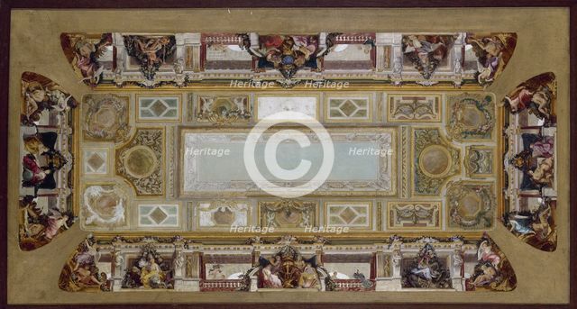 Sketch for the vault of the Palais Rose staircase, 1896, 1896. Creator: Hector d' Espouy.