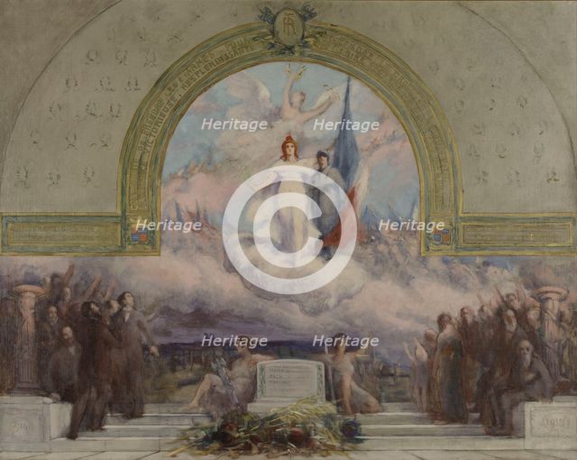 Sketch for (town hall?), rue Paul-Bert...Allegory to the dead of the First World War, c.1921. Creator: Julien Louis Tavernier.
