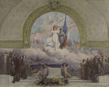 Sketch for (town hall?), rue Paul-Bert...Allegory to the dead of the First World War, c.1921. Creator: Julien Louis Tavernier