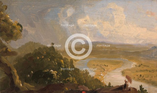 Sketch for View from Mount Holyoke, Northampton, Massachusetts..., (The Oxbow), 1836. Creator: Thomas Cole.