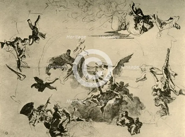 'Sketch for a Ceiling Painting', mid 18th century, (1928). Artist: Giovanni Battista Tiepolo.