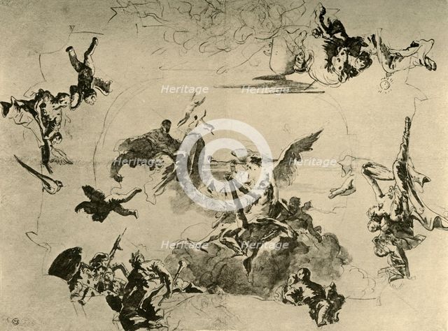 'Sketch for a Ceiling Painting', mid 18th century, (1928). Artist: Giovanni Battista Tiepolo.