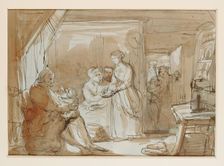 Sketch for a Highland Interior with Figures, c1845. Creator: John Phillip