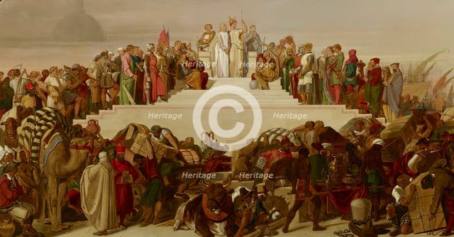 Sketch for a Large Picture in Progress, Representing Allegorically the Great Industrial..., 1851. Creator: John Tenniel.