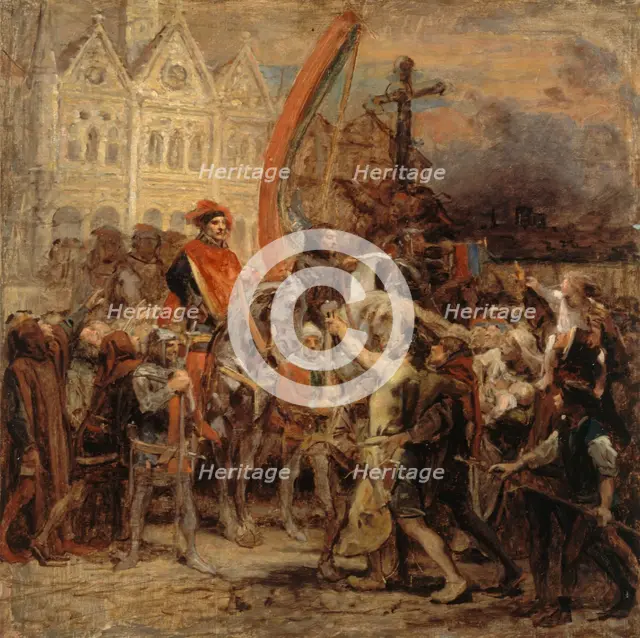 Sketch for a painting: Etienne Marcel and the Great Ordinance of 1357, c1883. Creator: Diogene Ulyssee Napoleon Maillart.