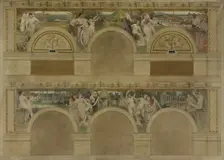 Sketch for a reception room at the Hotel de Ville in Paris: Work, Rejoicings. Charity, 1892. Creator: Eugene Martial Simas