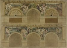 Sketch for a reception room at the Hotel de Ville in Paris: Work, Rejoicings. Charity, 1892. Creator: Eugene Martial Simas