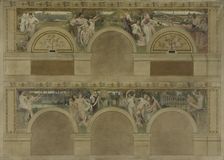 Sketch for a reception room at the Hotel de Ville in Paris: Work, Rejoicings. Charity, 1892. Creator: Eugene Martial Simas