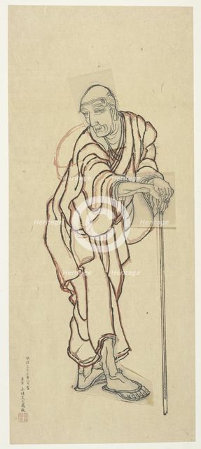 Sketch for a woodblock print, late 18th-early 19th century. Creator: Hokusai.