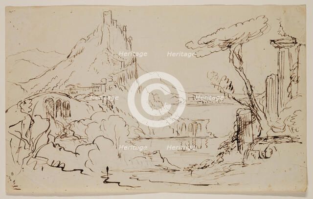 Sketch for an Allegorical or Architectural Fantasy, c1820-1848. Creator: Thomas Cole.
