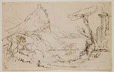 Sketch for an Allegorical or Architectural Fantasy, c1820-1848. Creator: Thomas Cole