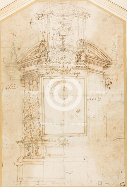 Sketch for an Altar of Saint Bartholomew, n.d. Creators: Andrea Pozzo, Giovanni Francesco Grimaldi.
