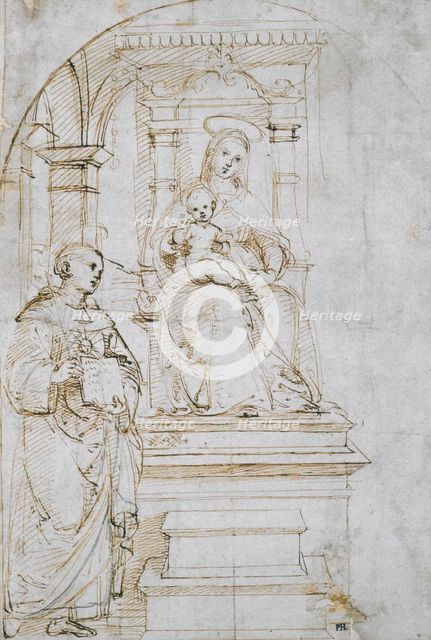 Sketch for an enthroned Virgin and Child with Saint Nicholas of Tolentino, c. 1504. Artist: Raphael (1483-1520)