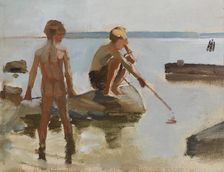Sketch for Boys Playing on the Shore, 1884. Creator: Albert Edelfelt