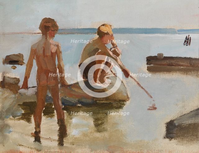 Sketch for Boys Playing on the Shore, 1884. Creator: Albert Edelfelt.