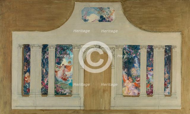 Sketch for decor: Farandole of young women with flowers. Creator: Unknown.