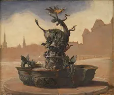 Sketch for Dragespringvandet (the Dragon Fountain);Competition entry for a fountain in...1871-1909. Creator: Joakim Skovgaard