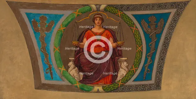 Sketch for Mosaic, Wisconsin State Capital, "Justice", ca. 1912. Creator: Kenyon Cox.