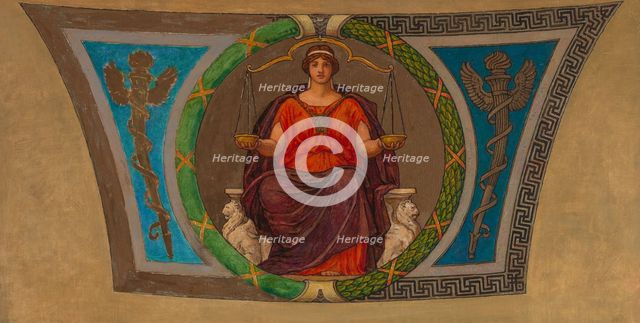 Sketch for Mosaic, Wisconsin State Capital, "Justice", ca. 1912. Creator: Kenyon Cox.