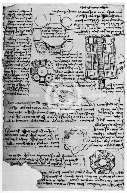 Sketch for Romorantin Castle, 1517-1518 (1954).Artist: Leonardo da Vinci