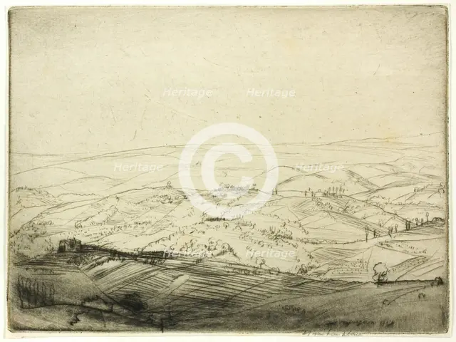 Sketch from the Walls of San Gimignano, 1909. Creator: Donald Shaw MacLaughlan.