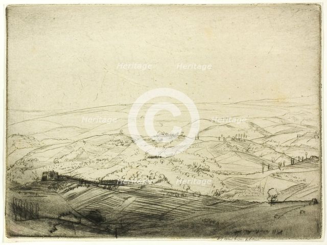 Sketch from the Walls of San Gimignano, 1909. Creator: Donald Shaw MacLaughlan.