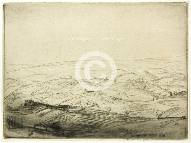 Sketch from the Walls of San Gimignano, 1909. Creator: Donald Shaw MacLaughlan.