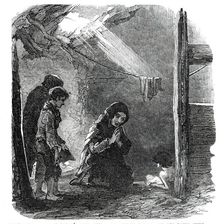 Sketch in a House at Fahey's Quay, Ennis - the Widow Connor and her Dying Child, 1850. Creator: Unknown