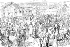 Sketch in the Austrian camp at Bruck: evening amusements, 1871. Creator: Unknown