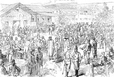 Sketch in the Austrian camp at Bruck: evening amusements, 1871. Creator: Unknown