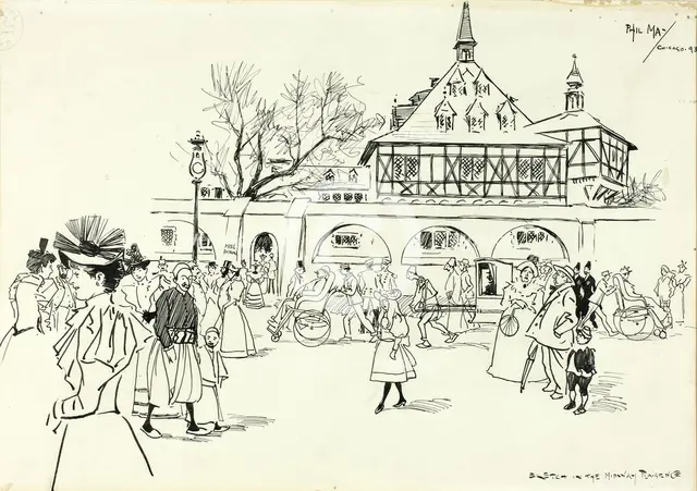 Sketch in the Midway Plaisance, 1893. Creator: Philip William May.