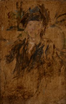 Sketch Portrait of a Woman in a Hat-two-sided painting, c1930. Creator: Olga Boznanska