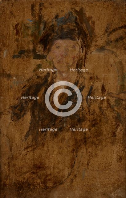 Sketch Portrait of a Woman in a Hat-two-sided painting, c1930. Creator: Olga Boznanska.