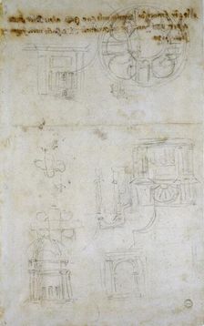 Sketch showing Studies for St Peter's, c1490-1560. Artist: Michelangelo Buonarroti