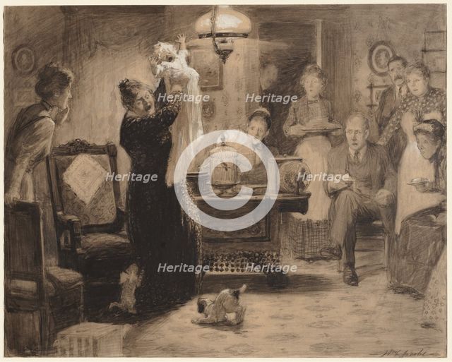 Sketch to illustration "The Stationary Baby", 1912. Creator: William Leroy Jacobs (American, 1869-1917).